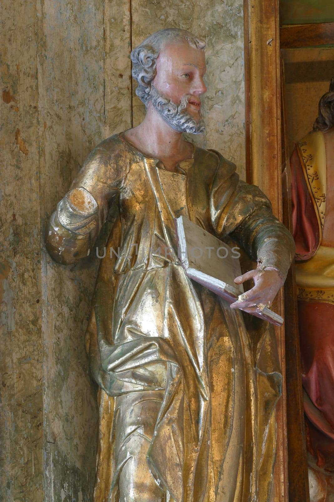 Saint Peter, statue on the altar of the Holy Trinity in the parish church Visitation of the Virgin Mary in Vinagora, Croatia