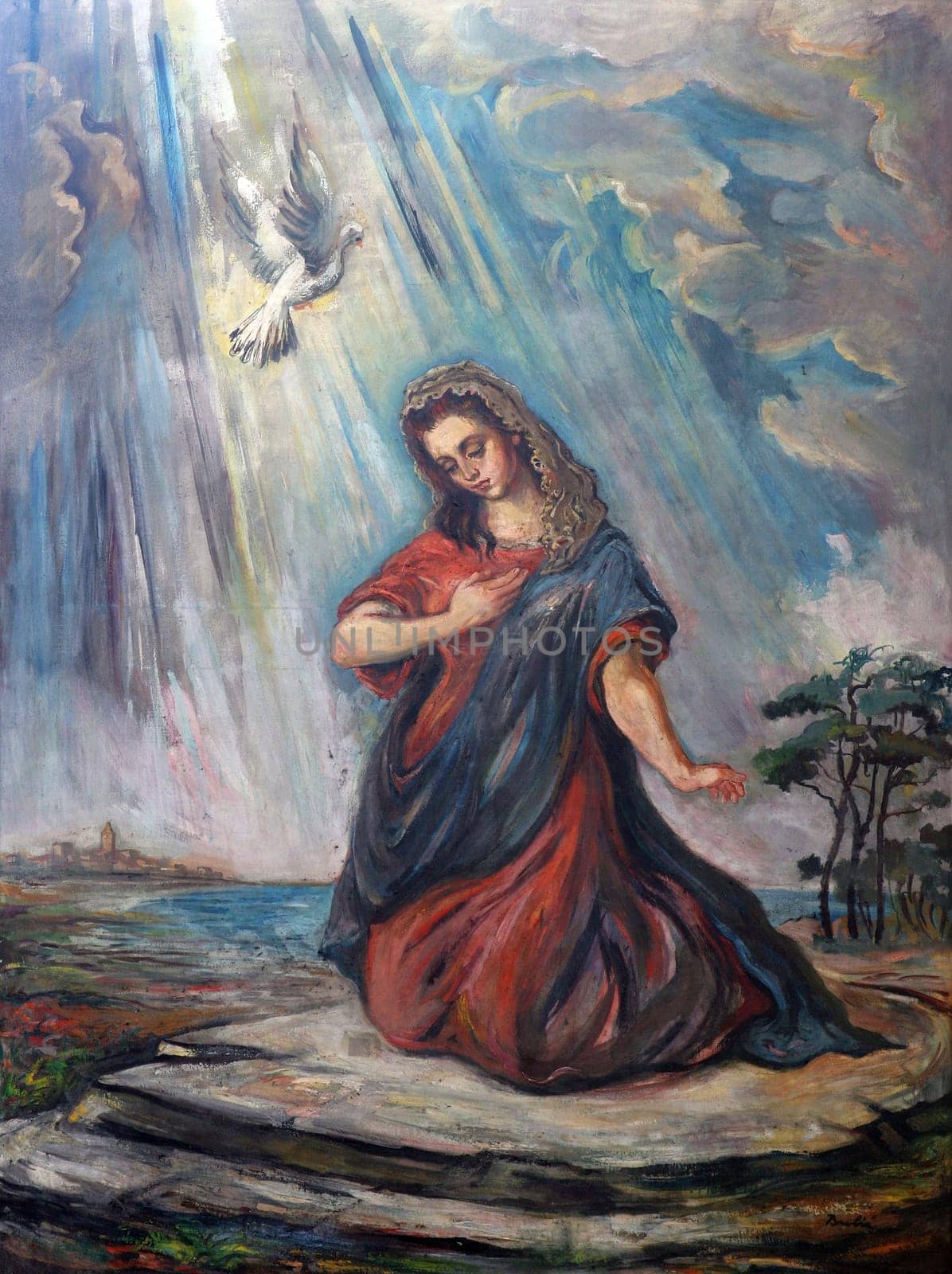 Annunciation of the Virgin Mary, altarpiece in the parish church of Our Lady out of town in Sibenik, Croatia