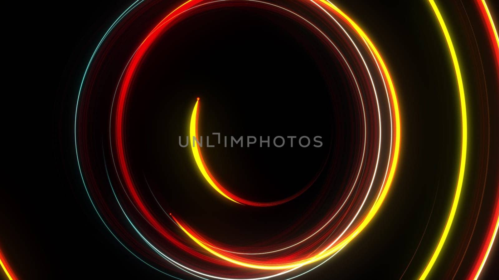 Abstract spiral rotating glow lines, computer generated background, 3D rendering background.