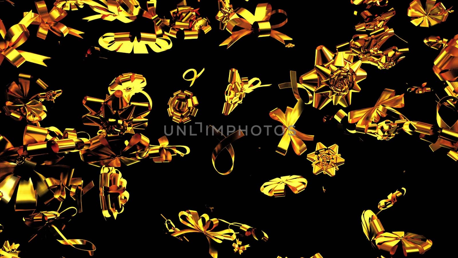 Ribbon design for 3d render of christmas and birthday. Decorative element for gift box and fun noisy party. Congratulatory decoration for special anniversary occasions.