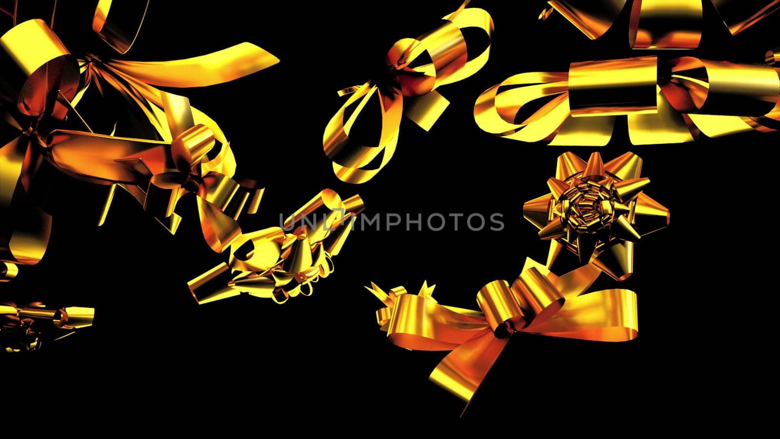 Ribbon design for 3d render of christmas and birthday. Decorative element for gift box and fun noisy party. Congratulatory decoration for special anniversary occasions.