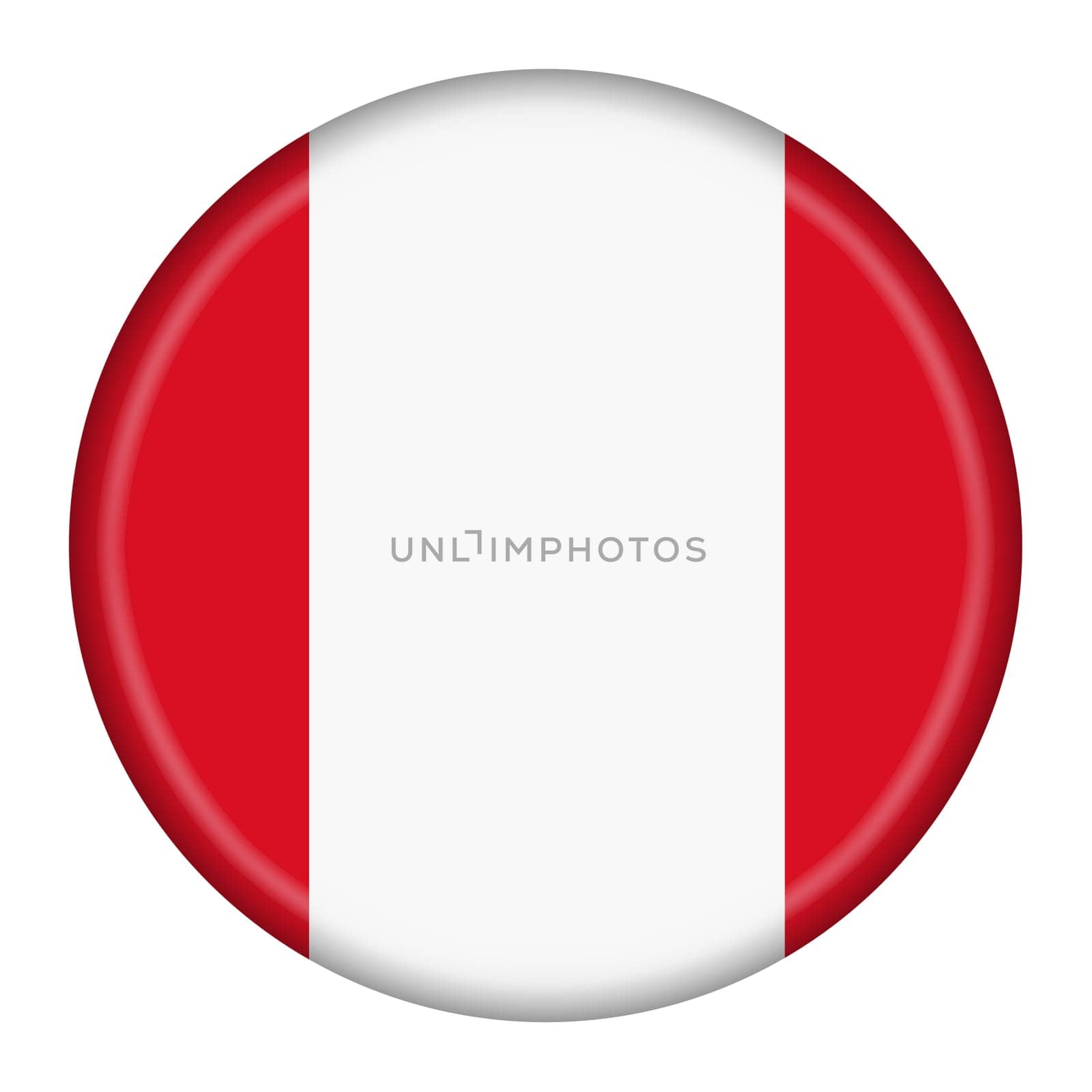 A Peru flag button 3d illustration with clipping path