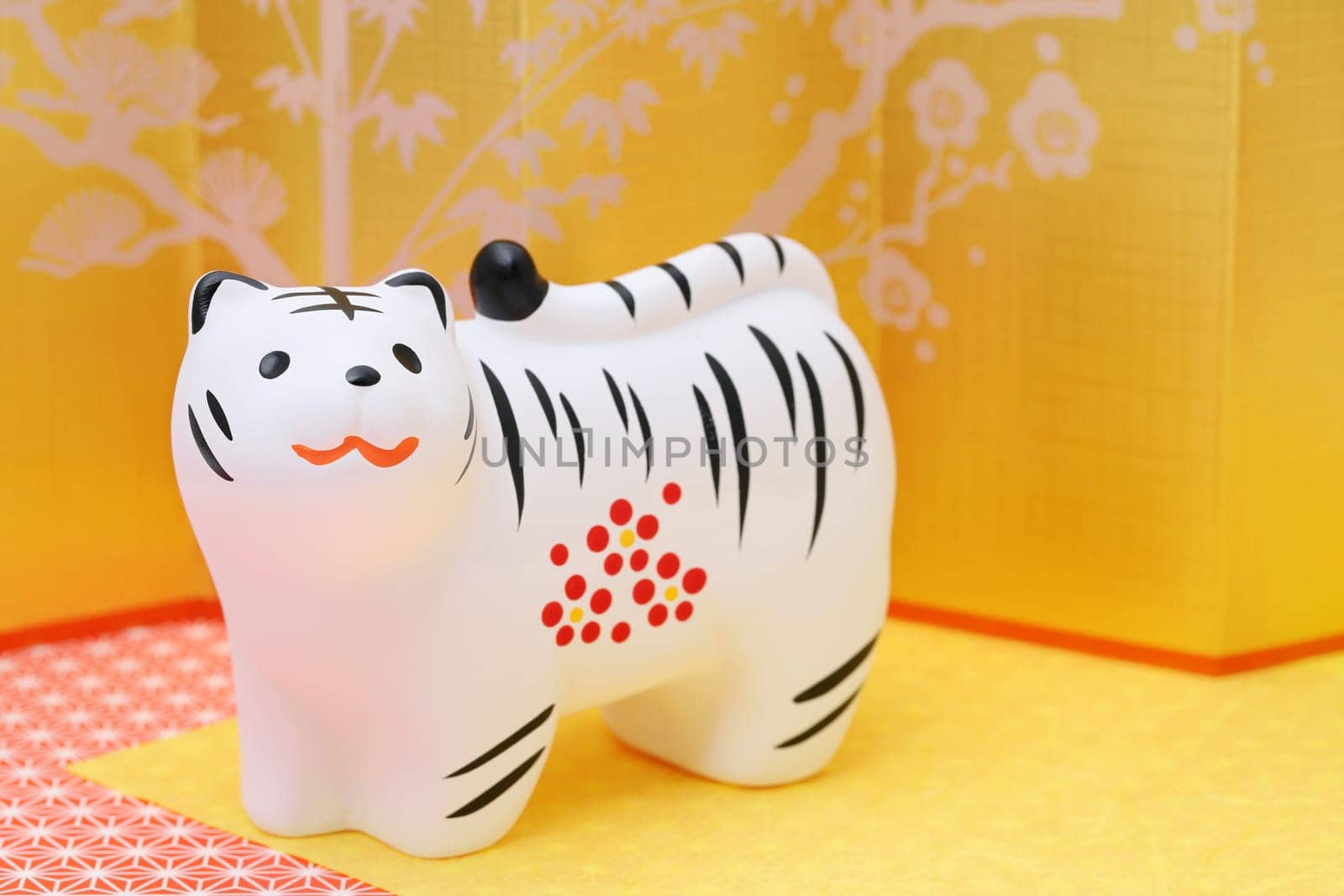 Dolls of Tora Tiger. Japanese new year card. Japanese new year tiger object