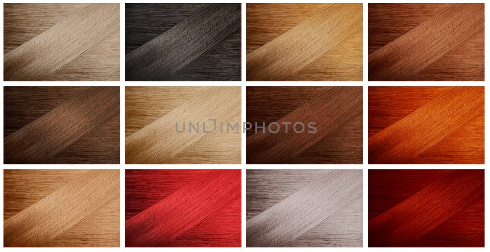 Set of various hair colors samples