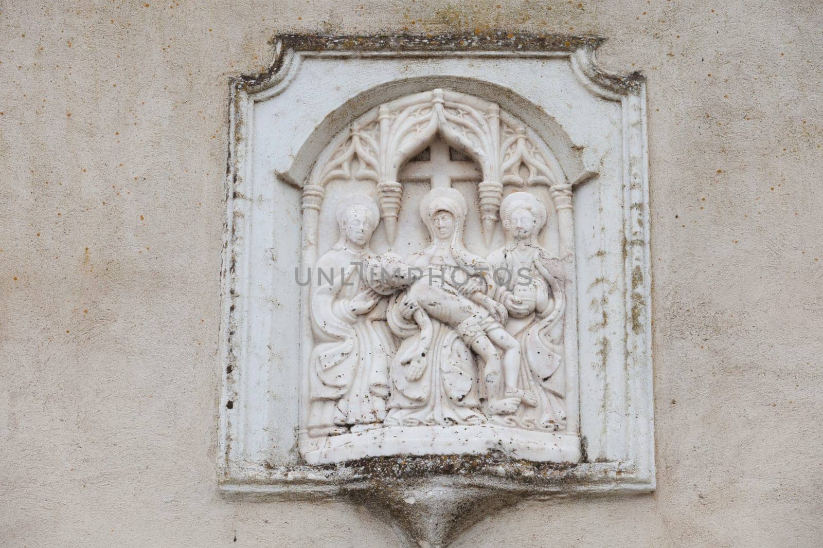 Church Santa Maria del Mercado. Alabaster relief depicts Christs descent. Alburquerque, Extremadura, Spain