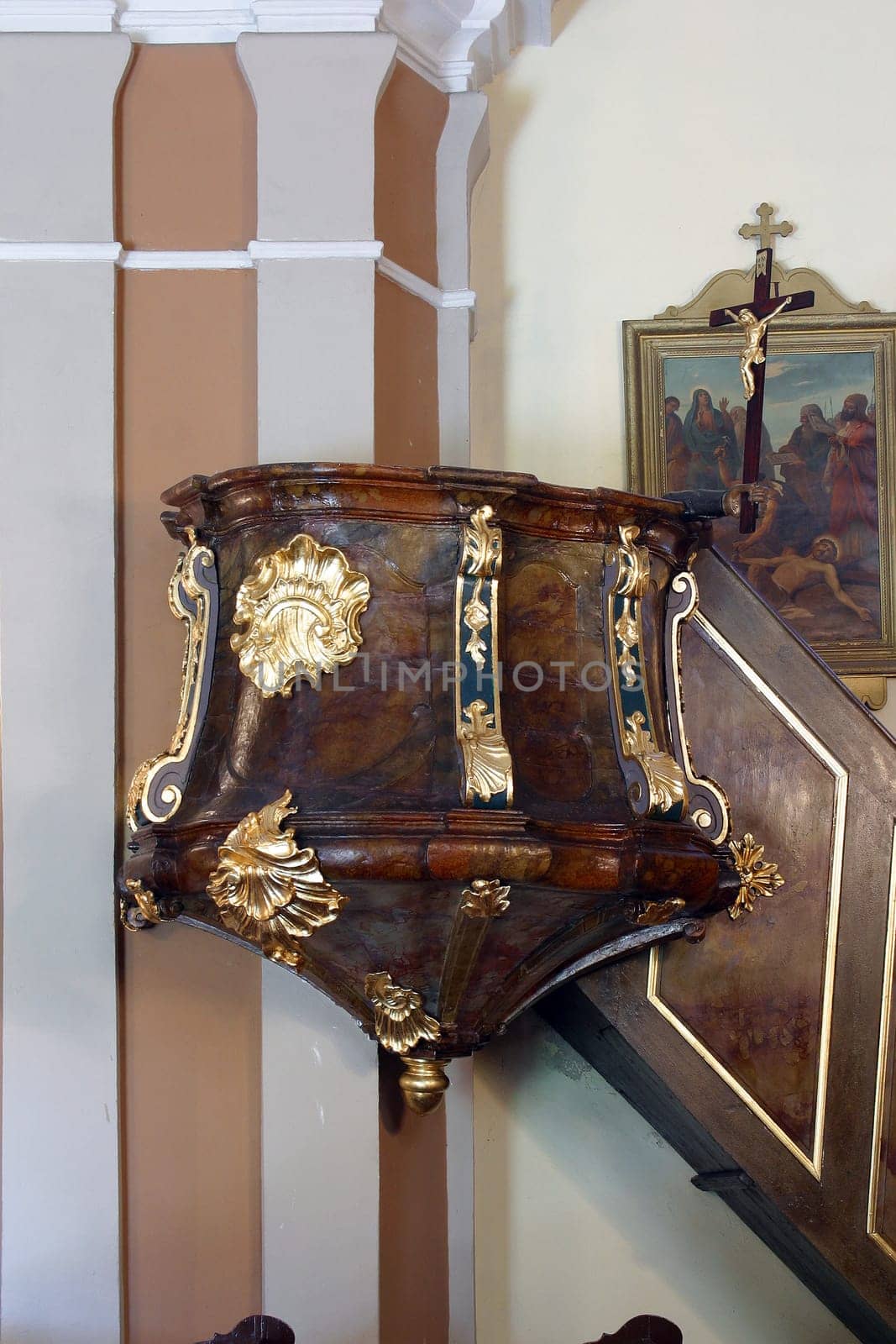Pulpit in the church of St. Clare of Assisi in Zagreb, Croatia