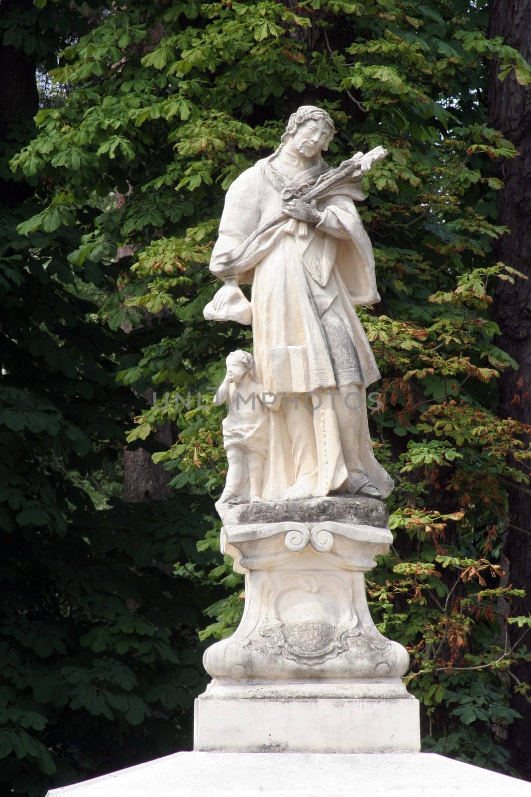 Saint John of Nepomuk statue in front of the Cathedral of St. Teresa of Avila in Bjelovar, Croatia