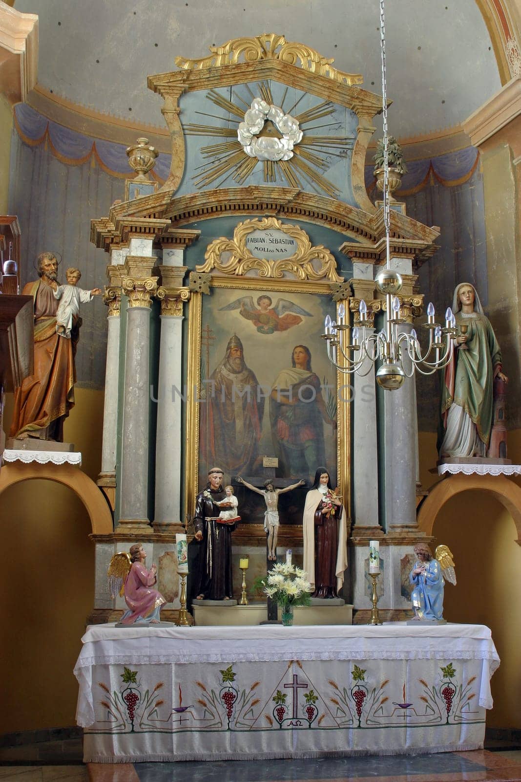 Altar of Saints Fabian and Sebastian in the church of the Assumption of the Virgin Mary in Zlatar, Croatia