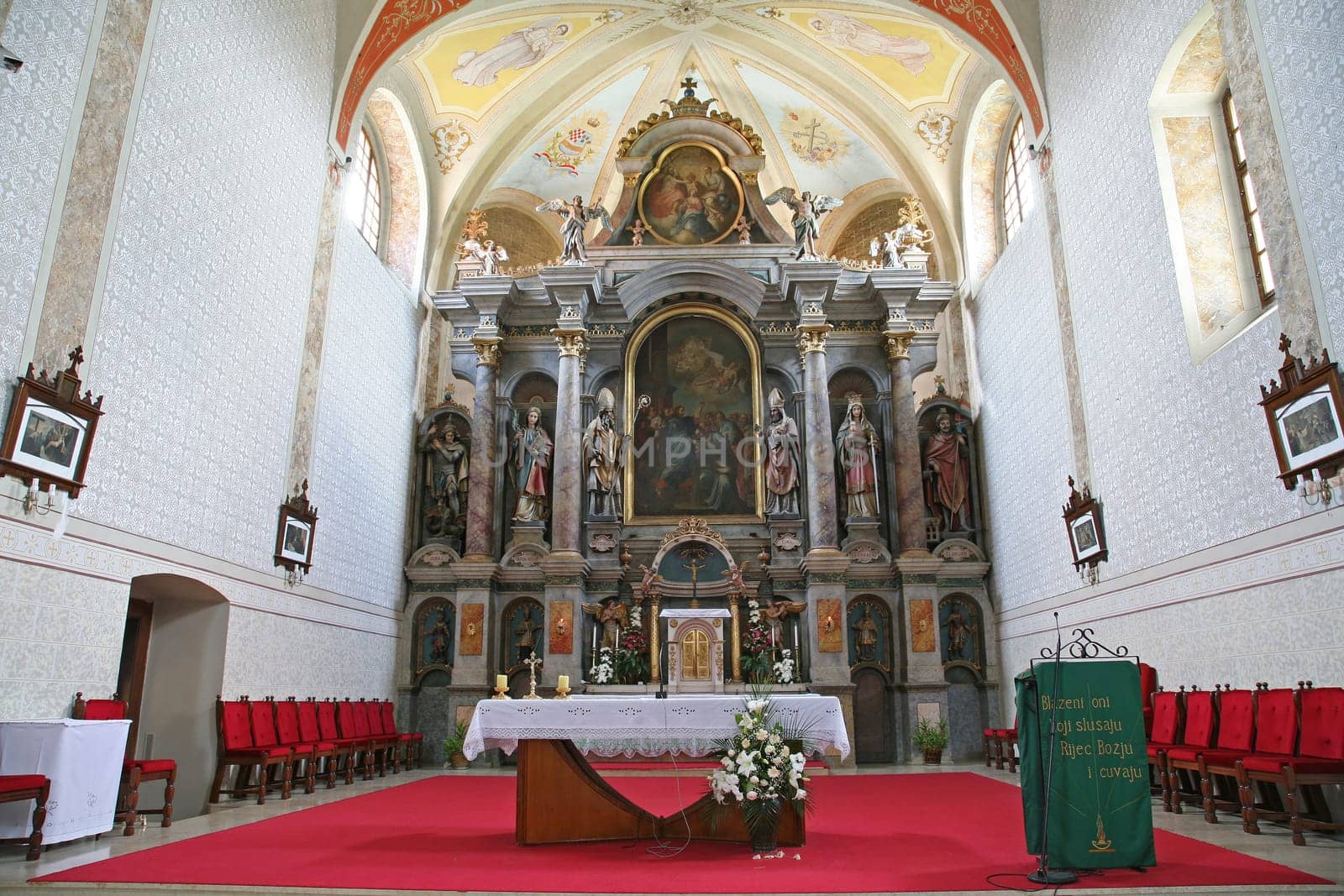 High altar in the Franciscan Church of St. Peter in Cernik, Croatia