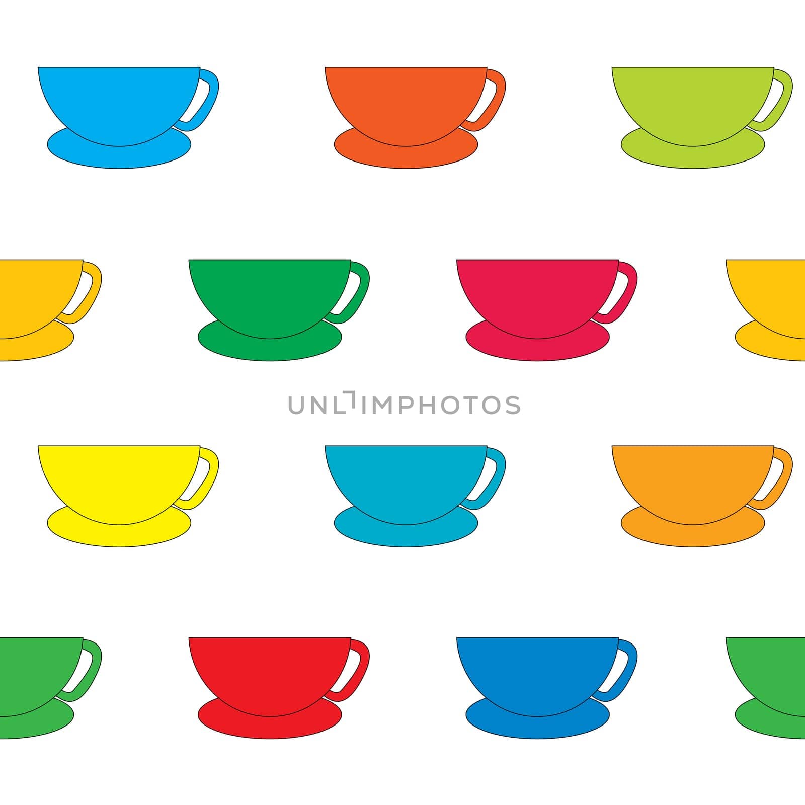 Colorful seamless background with cups