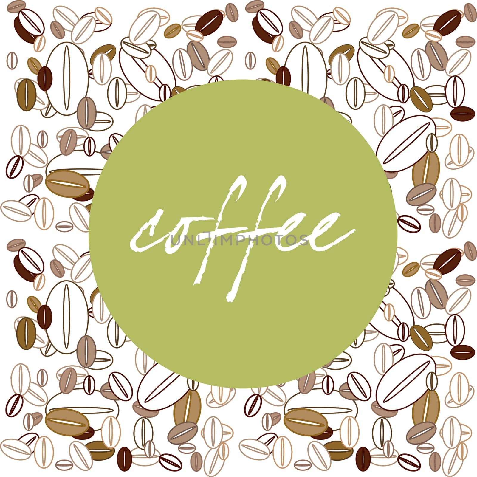 Coffee poster with stylized coffee beans