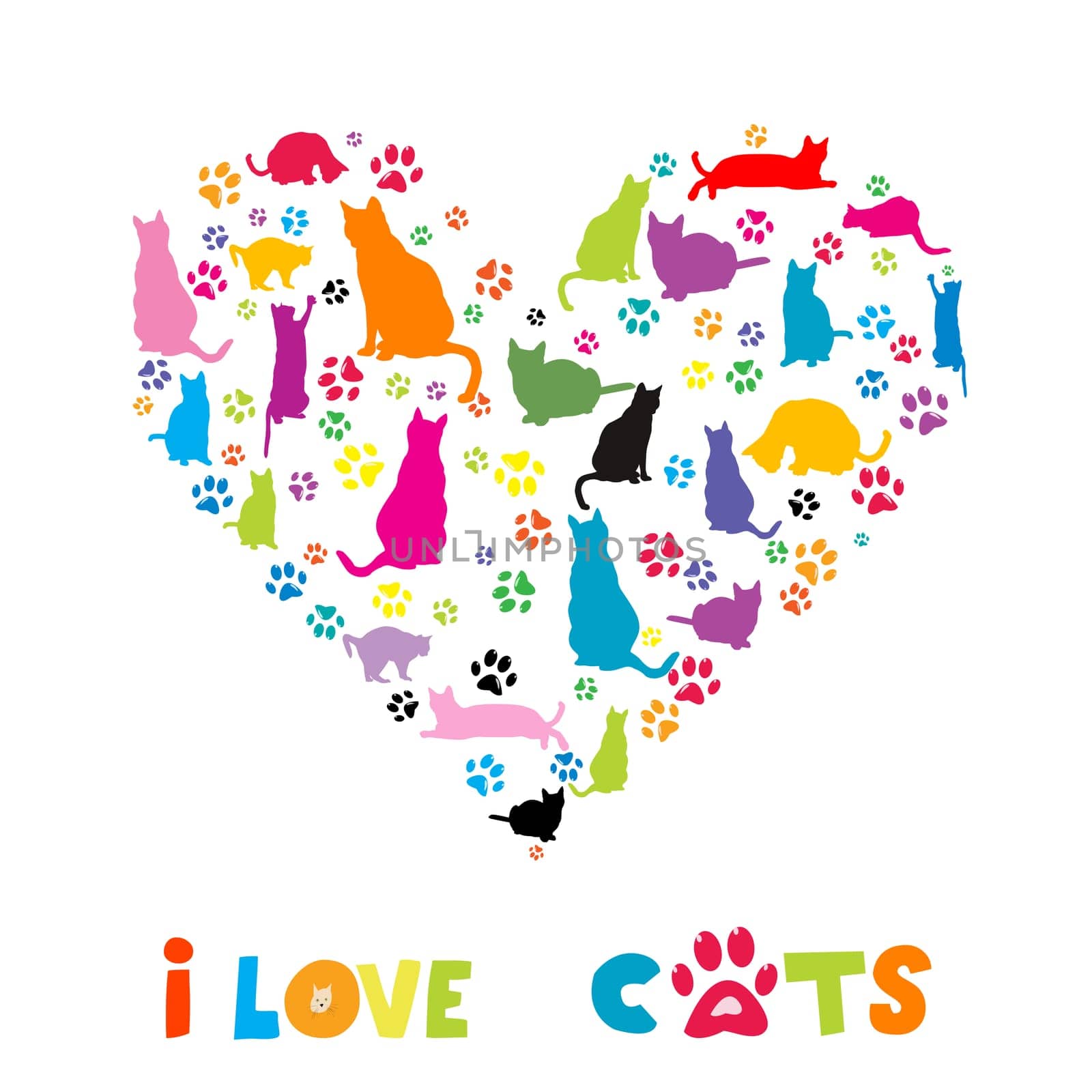 I love cats with cats that are placed in the shape of a heart