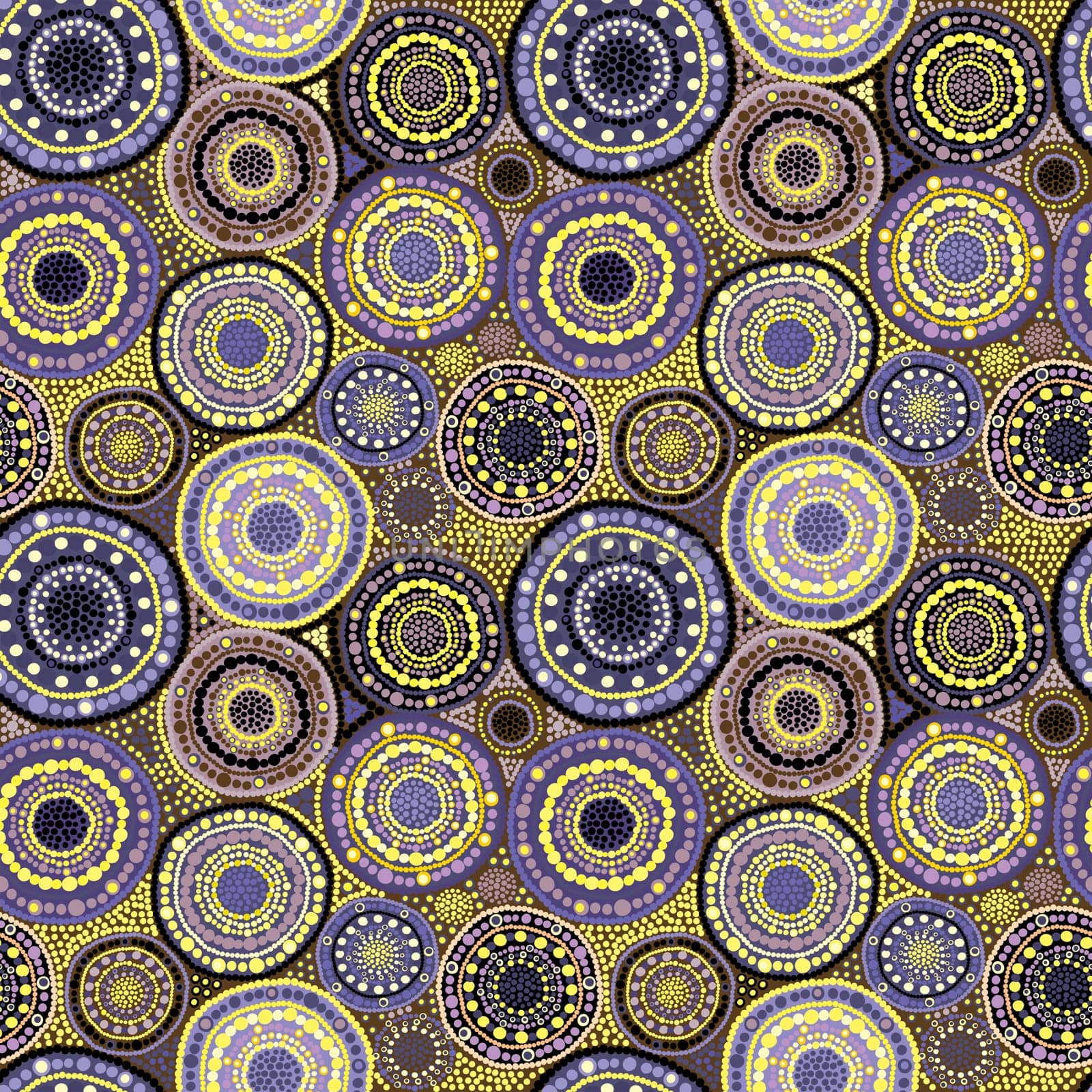 Mauve and yellow dots flowers seamless pattern