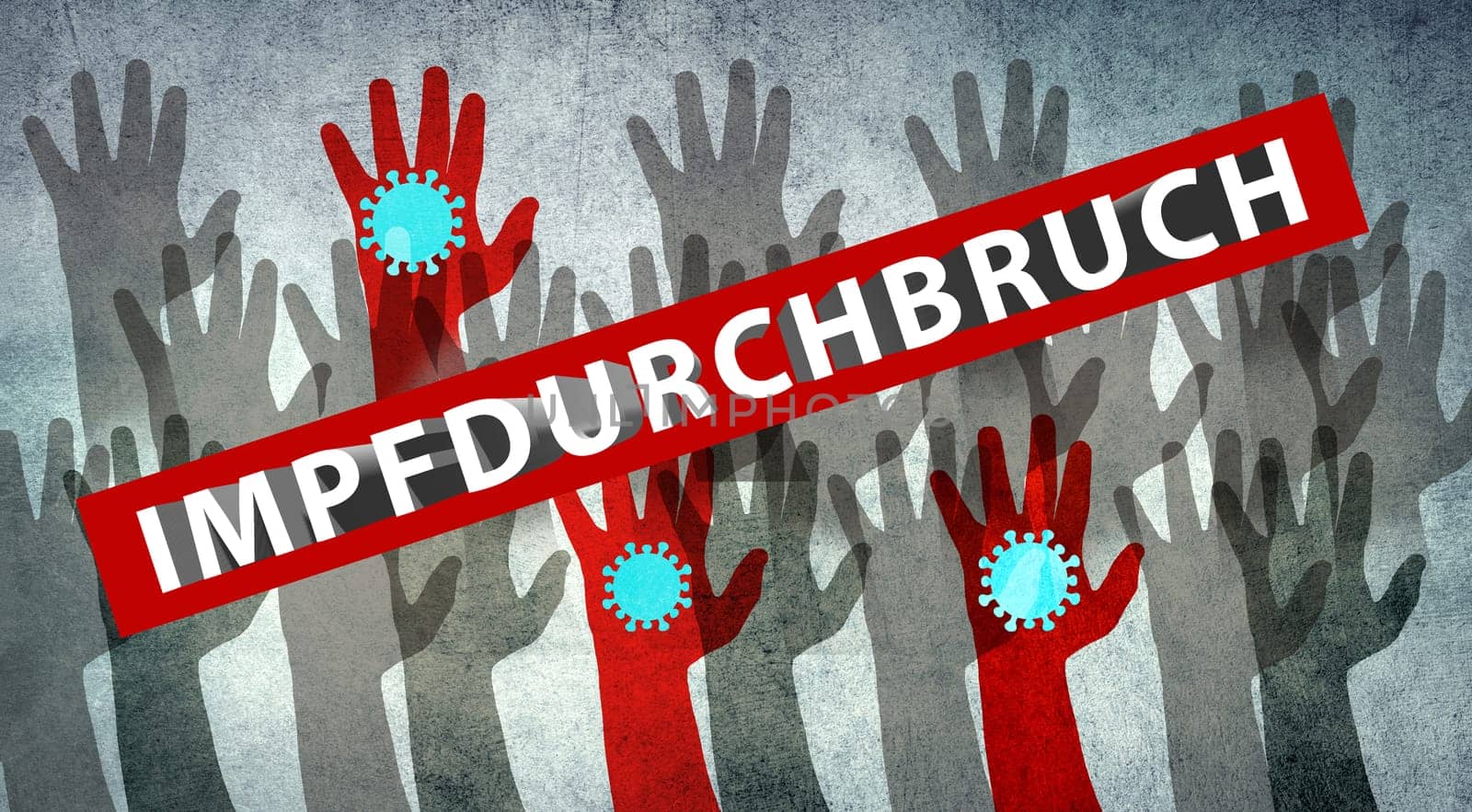 Vaccine break through, german language, covid-19 vaccination, arms, infected with the virus, pandemic