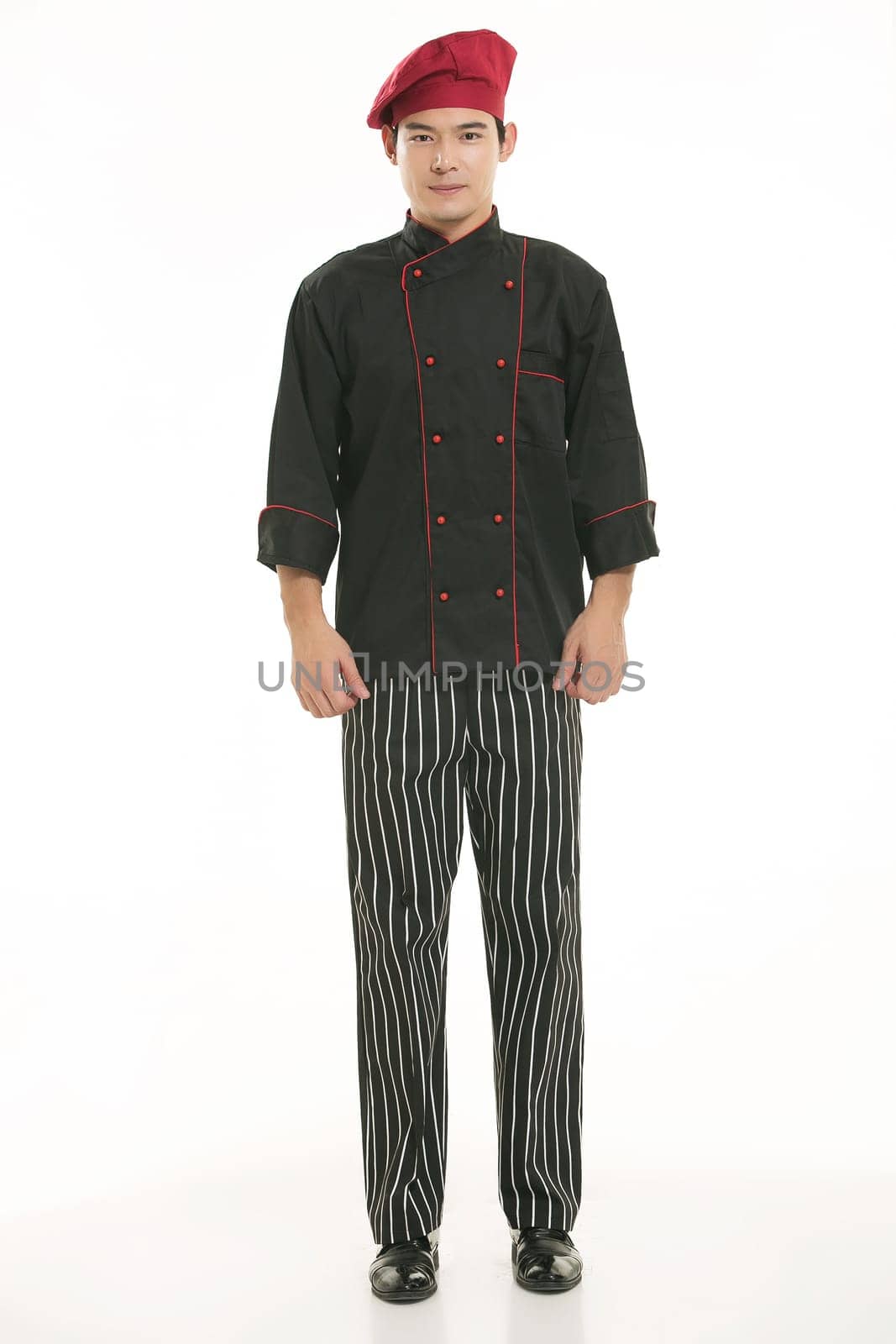 Wearing all kinds of clothing chef dietitian in front of white background