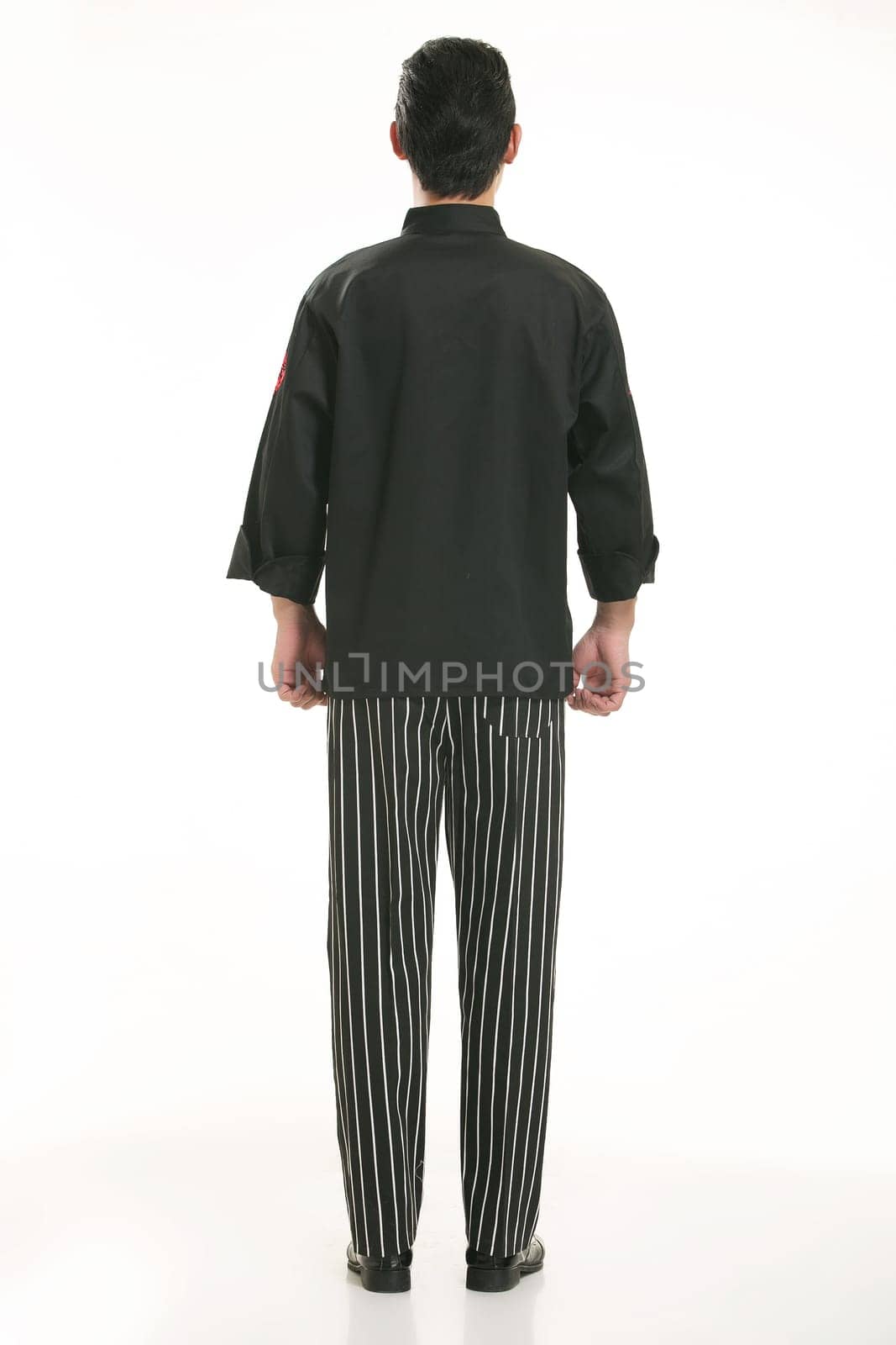 Wearing all kinds of clothing chef dietitian in front of white background