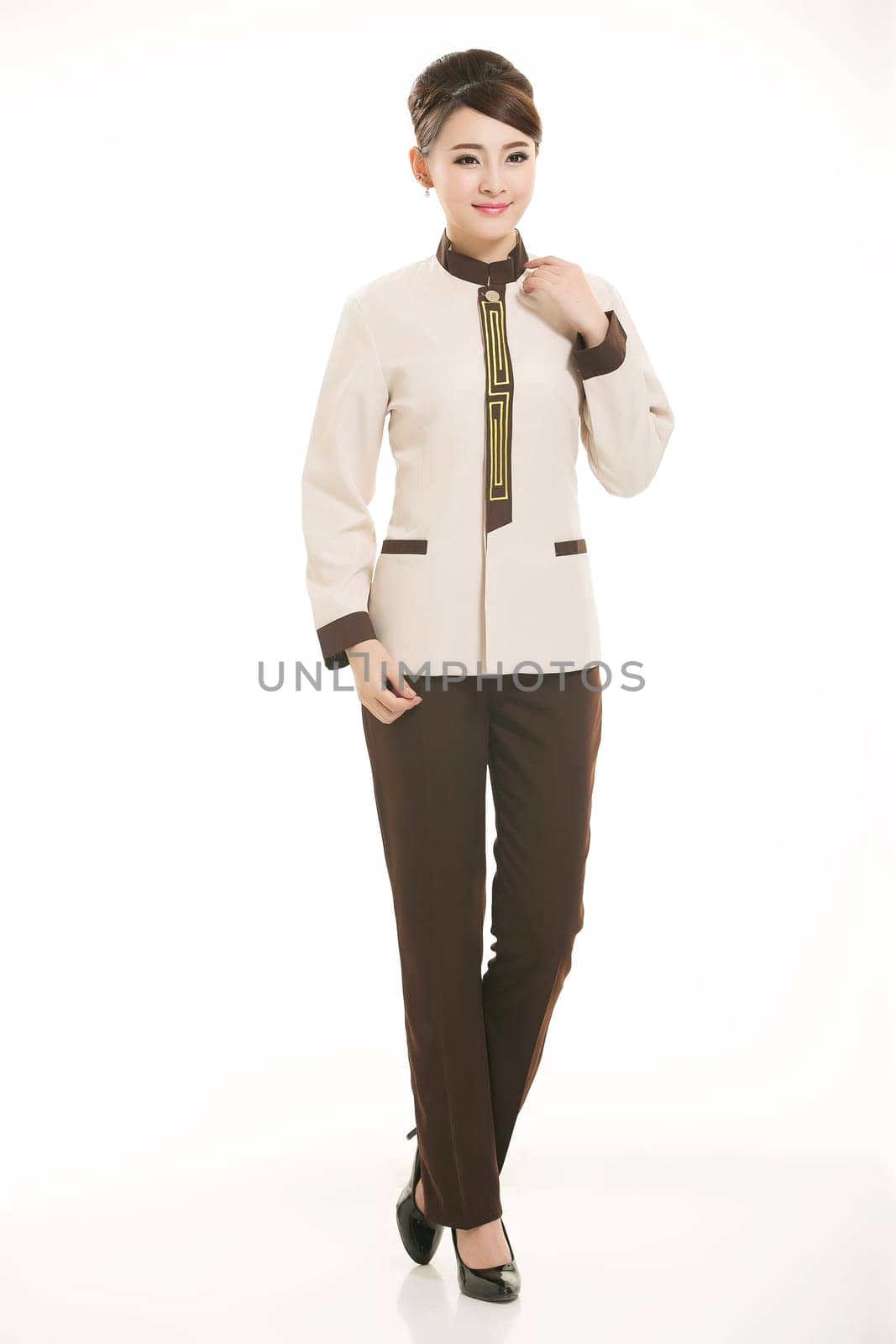 In a variety of occupation clothing cleaners stand in front of a white background