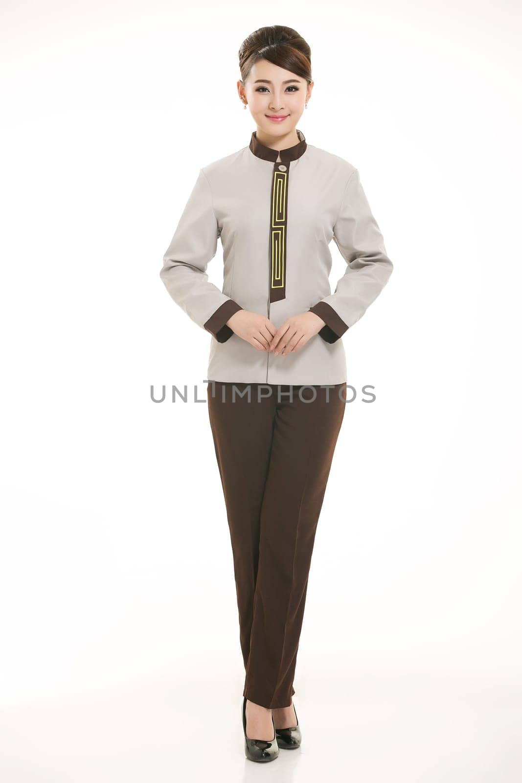 In a variety of occupation clothing cleaners stand in front of a white background