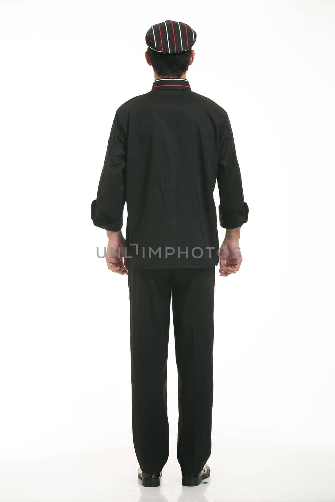 Wear clothing occupation Chinese waiters in white background