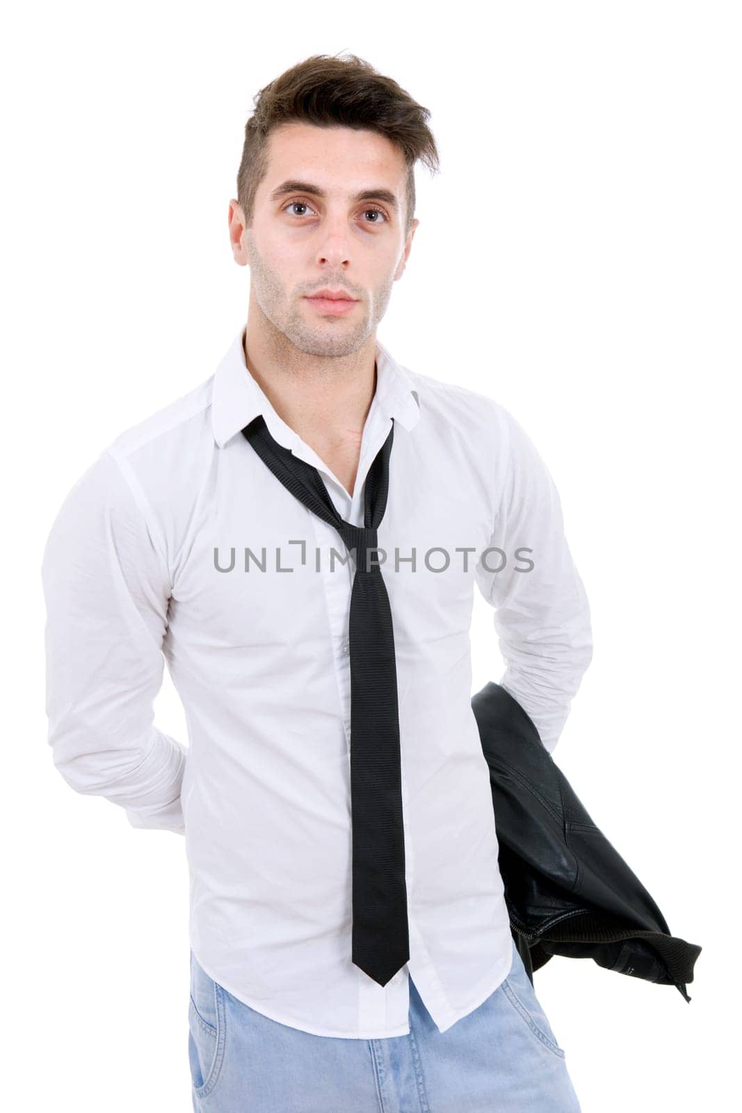 young casual man portrait, isolated on white