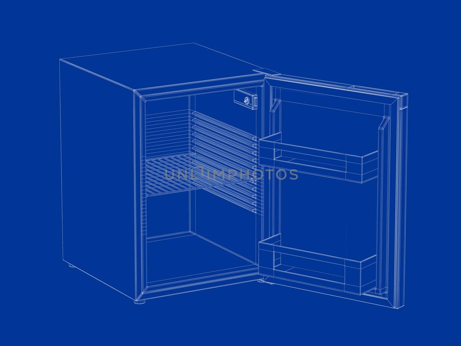 3d wire-frame model of small refrigerator