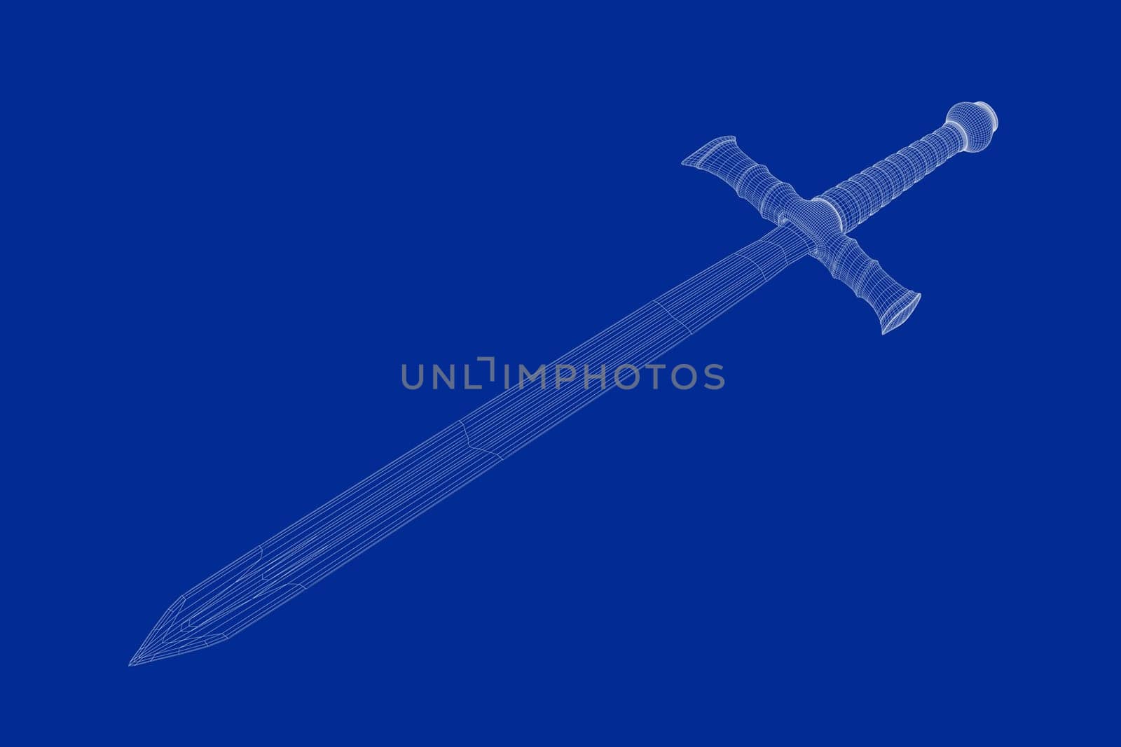 3d wire-frame model of medieval sword
