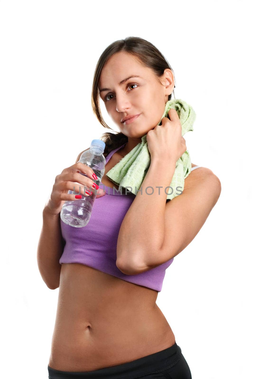 Fitness woman isolated over white background
