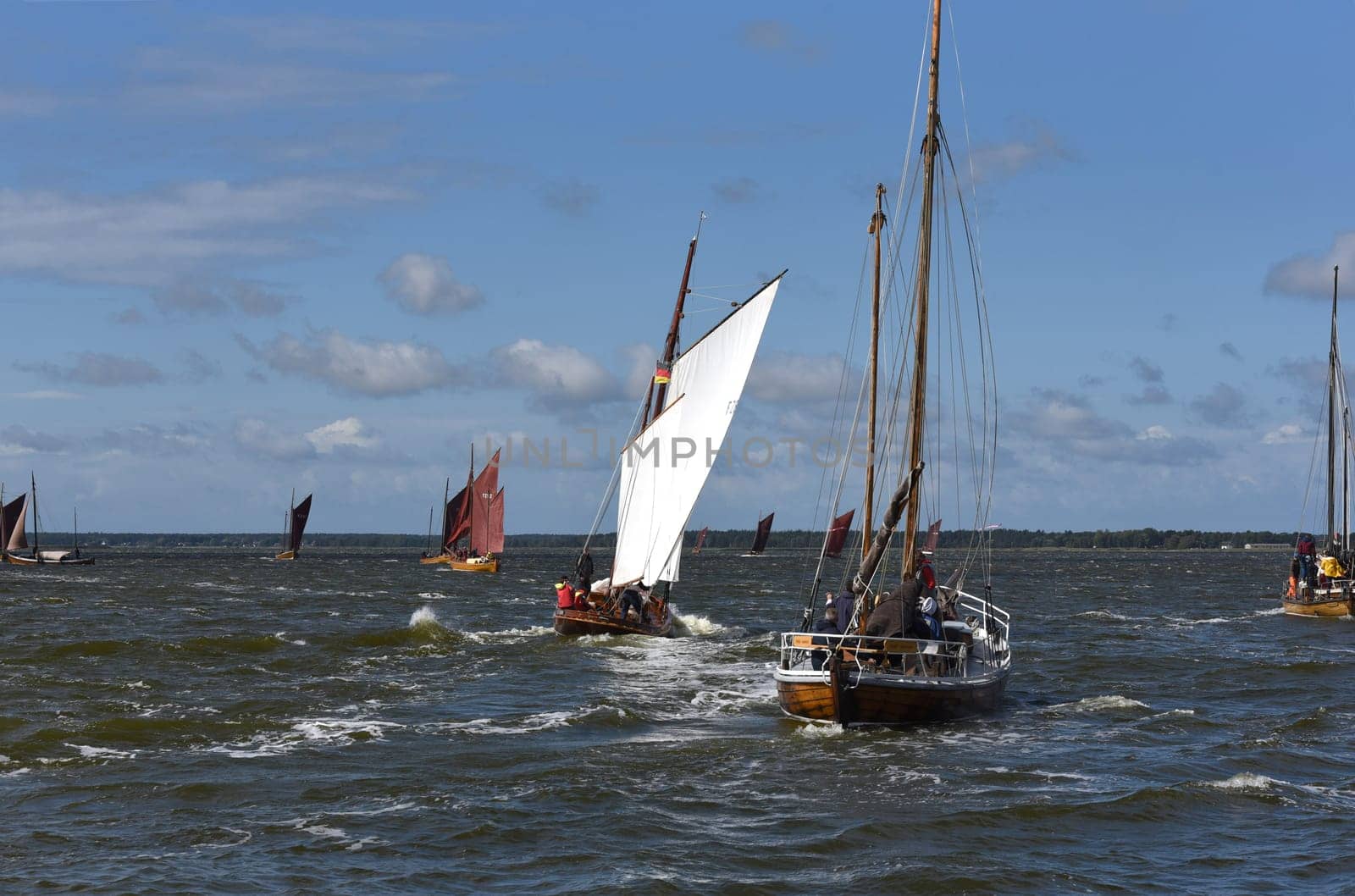 Zeesboot regattas take place annually in the Boddenlandschaft in Mecklenburg-Vorpommern. Zeesboot regattas take place annually in the lagoon landscape in Mecklenburg-Western Pomerania.