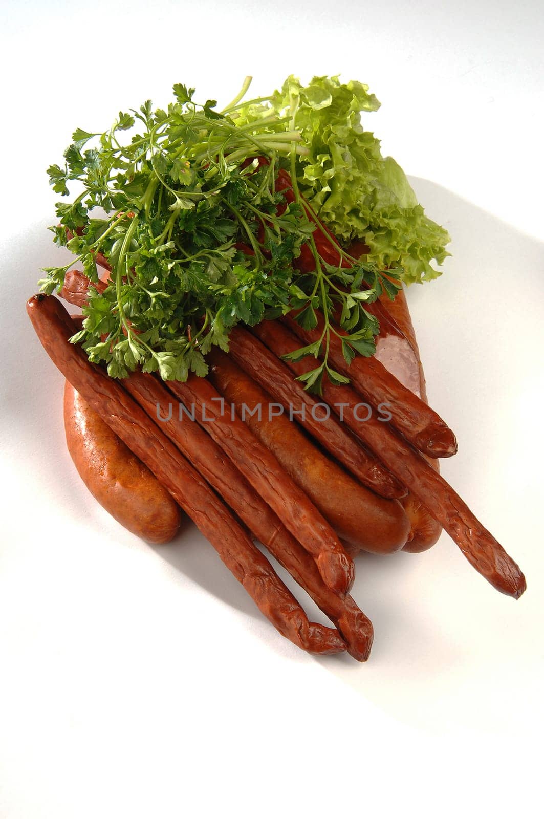 Silesian sausage on a white background