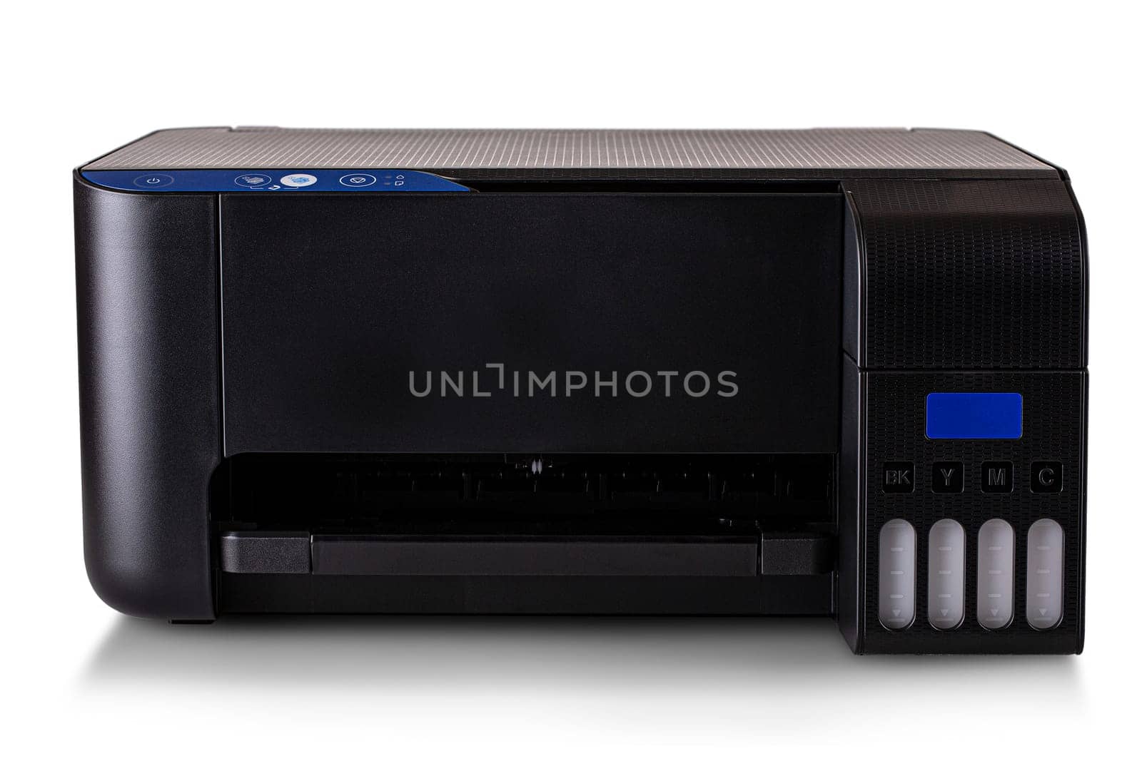The New modern multifunction printer isolated on white background