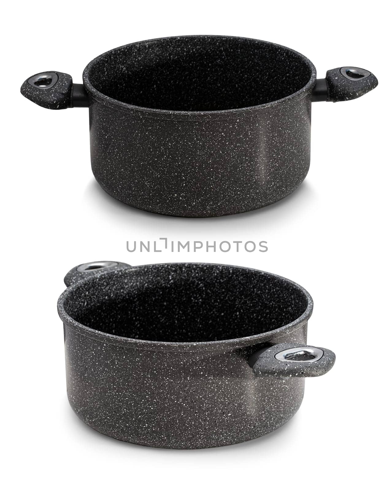 The New black metal saucepan  isolated on white background