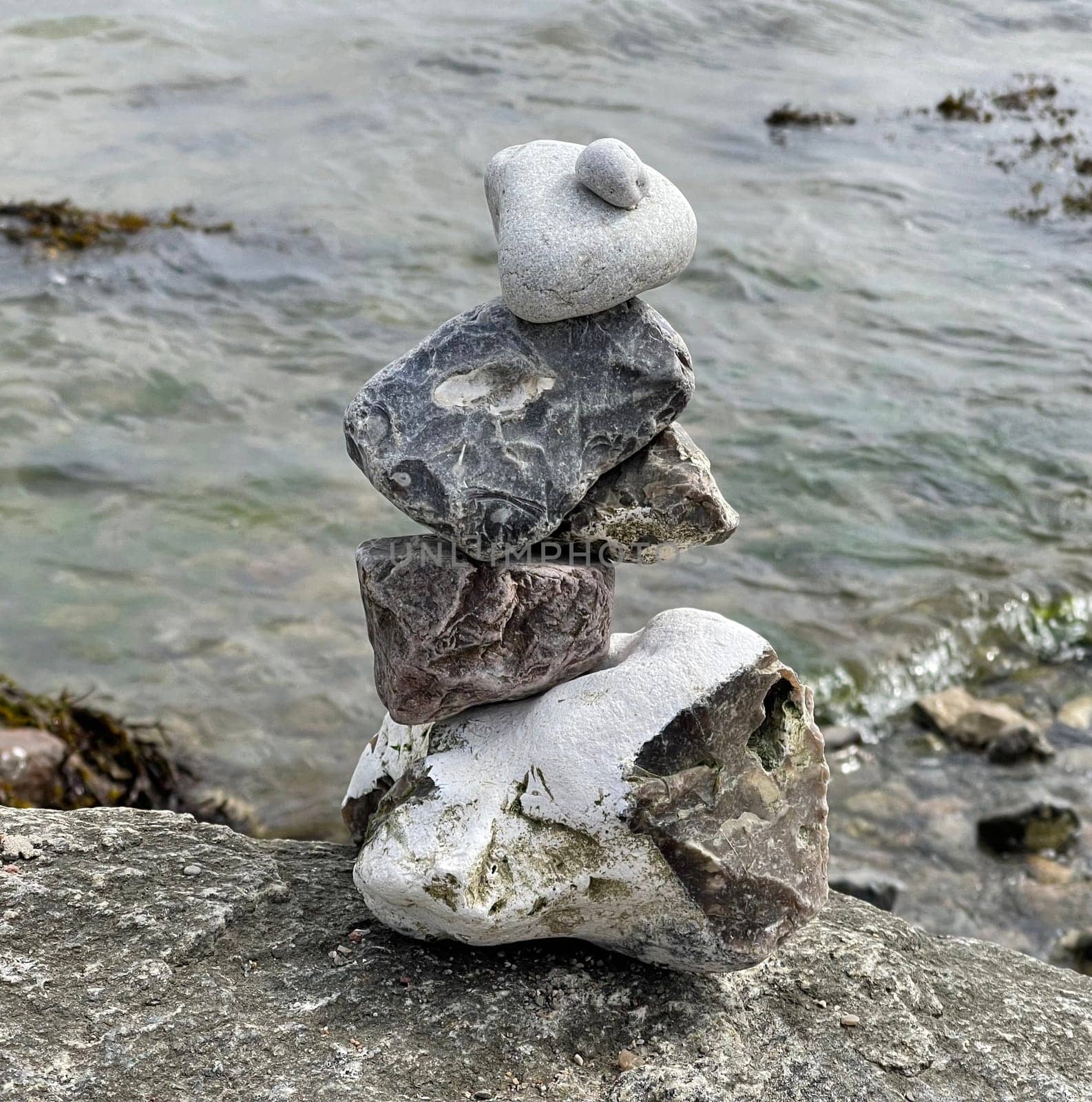 Stone pyramids are stacked stones of various sizes.