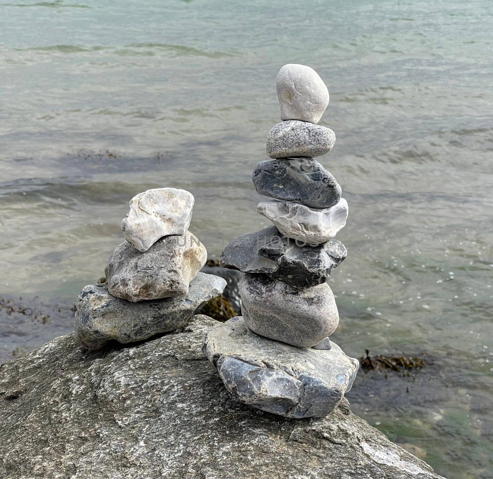 Stone pyramids are stacked stones of various sizes.