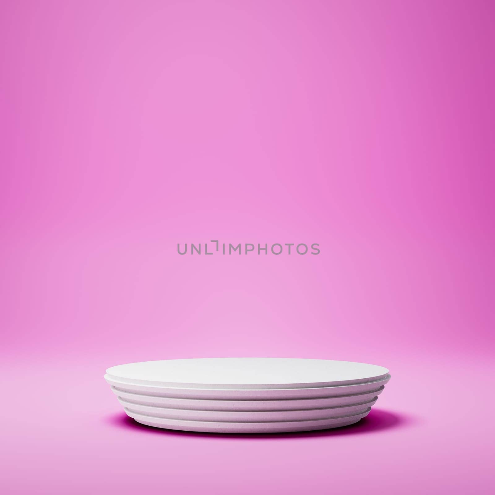 Empty Rounded White Stucco Product Display Stage on Purple Background. 3D Rendering Illustration