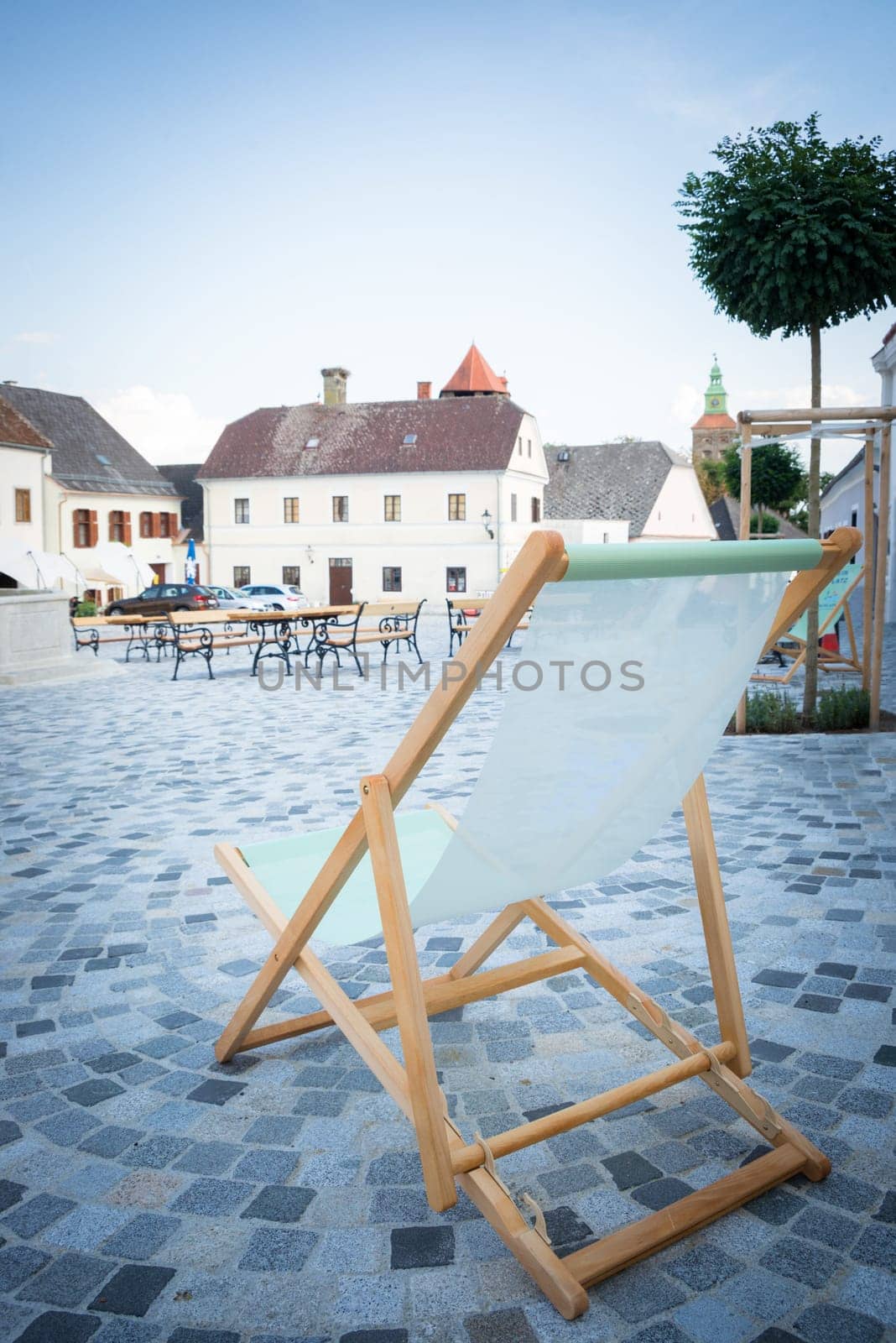 Deck chair on the main square of Schlaining
