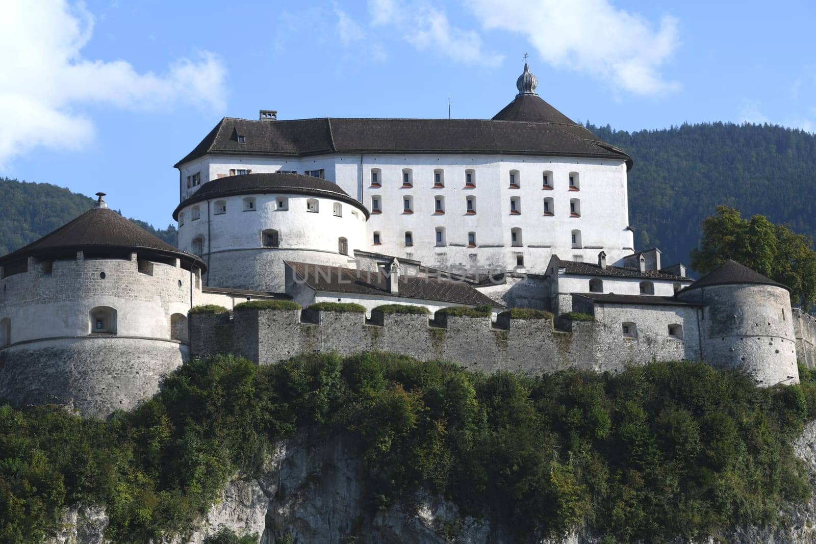 In 1205 the Kufstein Fortress in Austria,Tyrol was first mentioned in a document. The fortress is the landmark of Kufstein. It is located on the 90m high rock mountain directly on the river Inn.