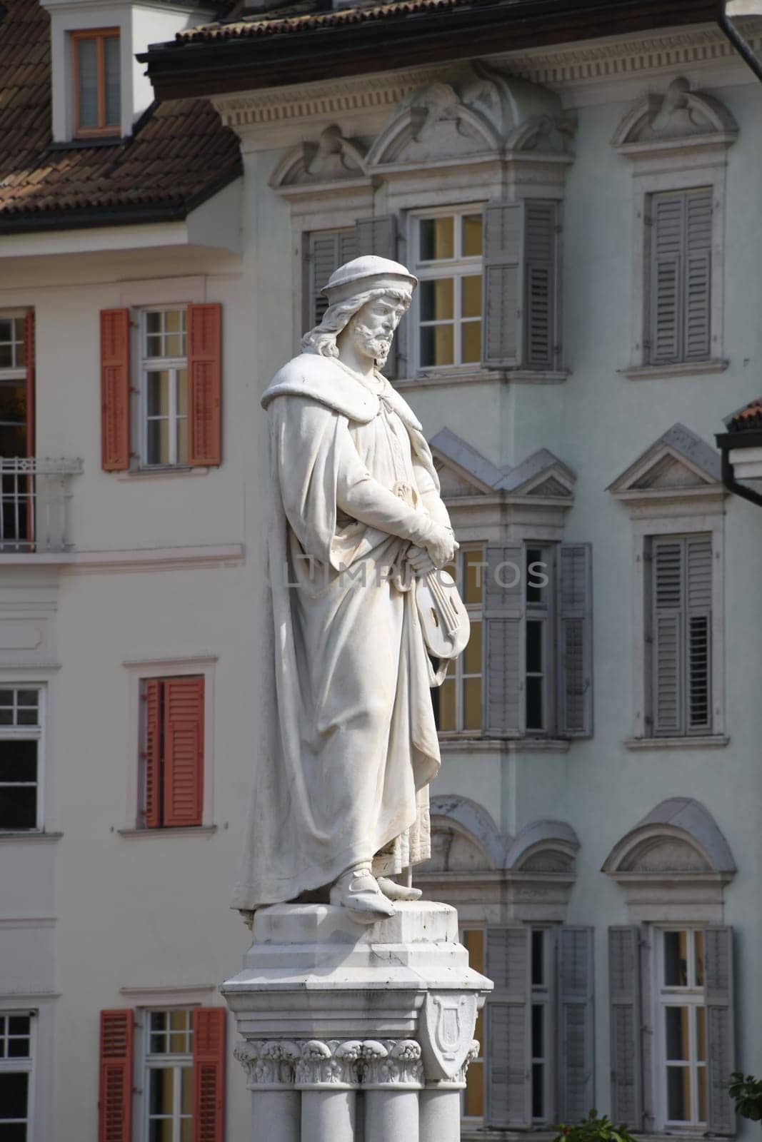 In 1889 a memorial was dedicated to the poet and lyric poet Walther von der Vogelweide on Waltherplatz in Bolzano. It is made of Lasa marble. The city is located in South Tyrol,Italy,Europe.