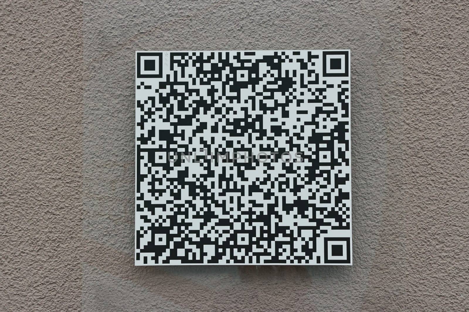 QR code two-dimensional barcode sign on the wall