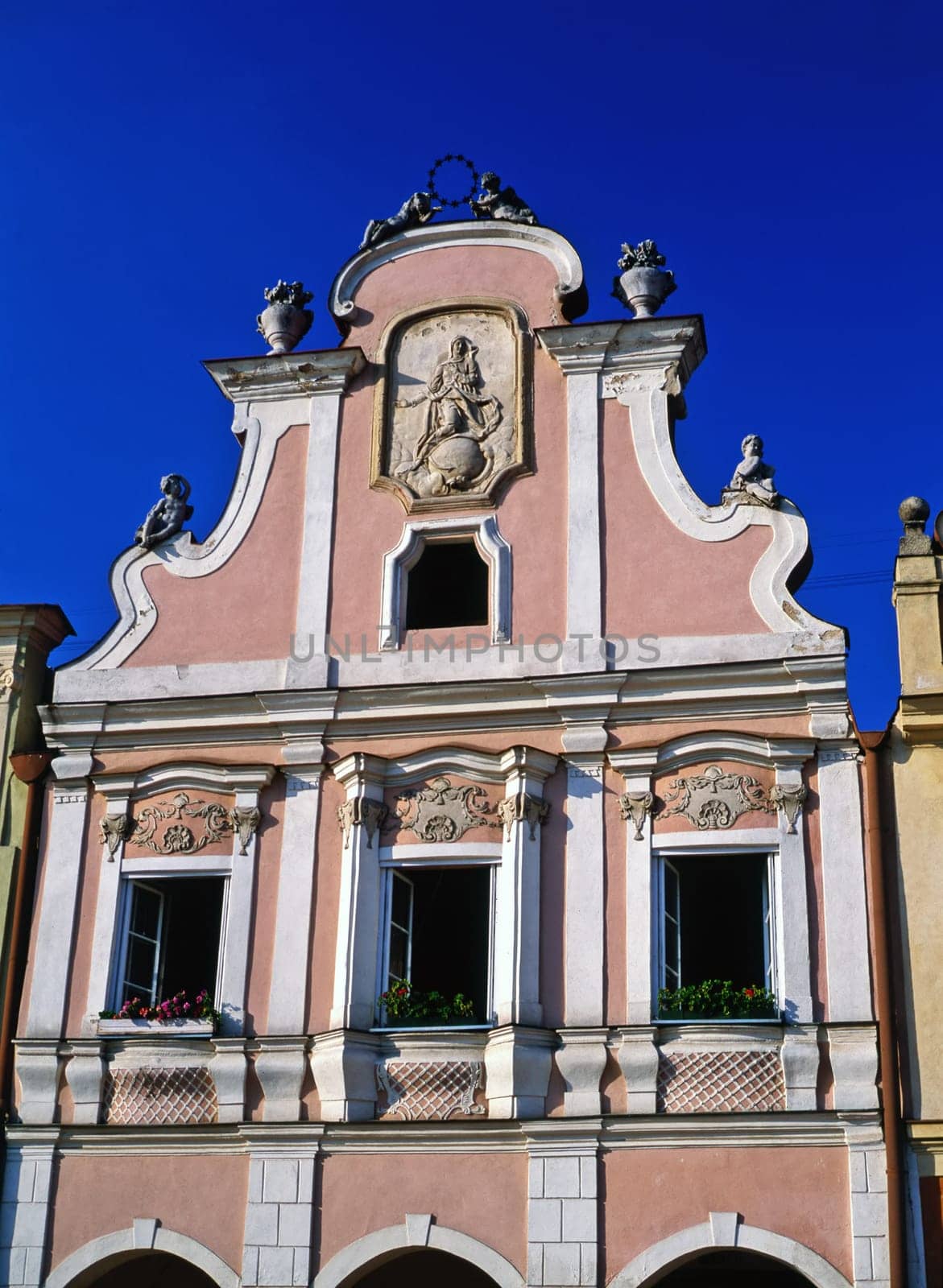 Historic facade in Telc, Czech Republic