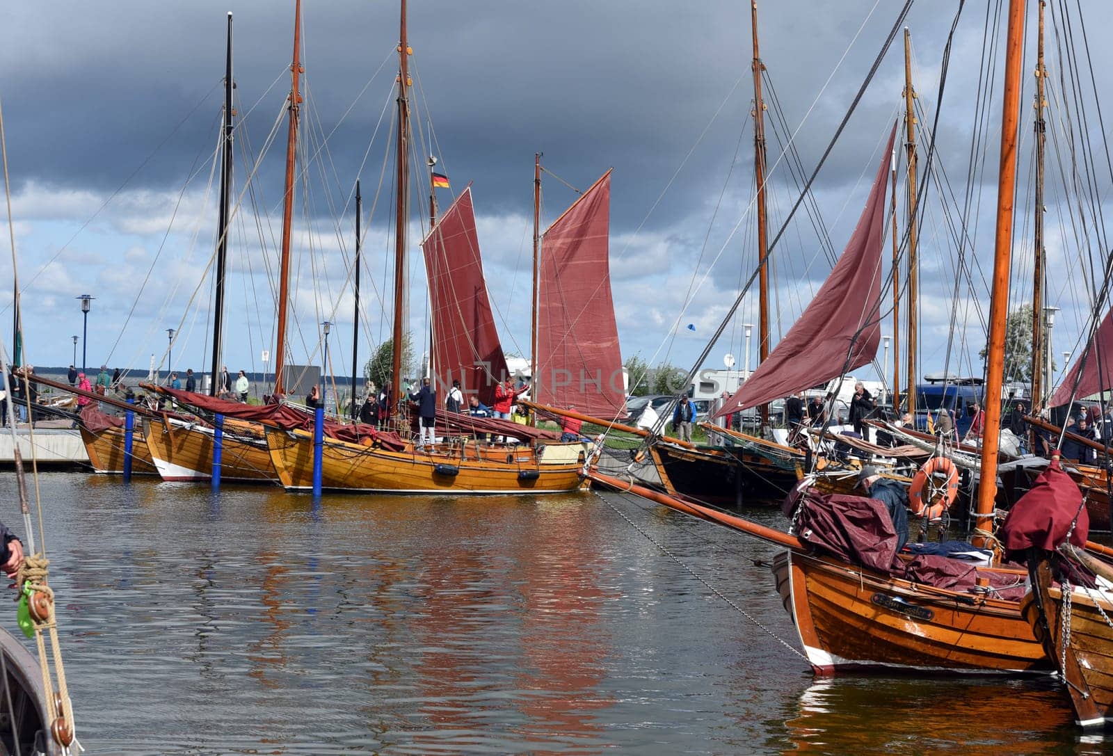 Zeesboat,regatta in the lagoon landscape in Mecklenburg-Western Pomerania.