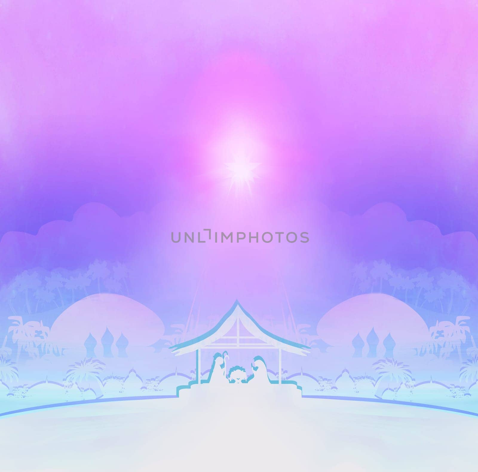 Birth of Jesus in Bethlehem, Christmas card