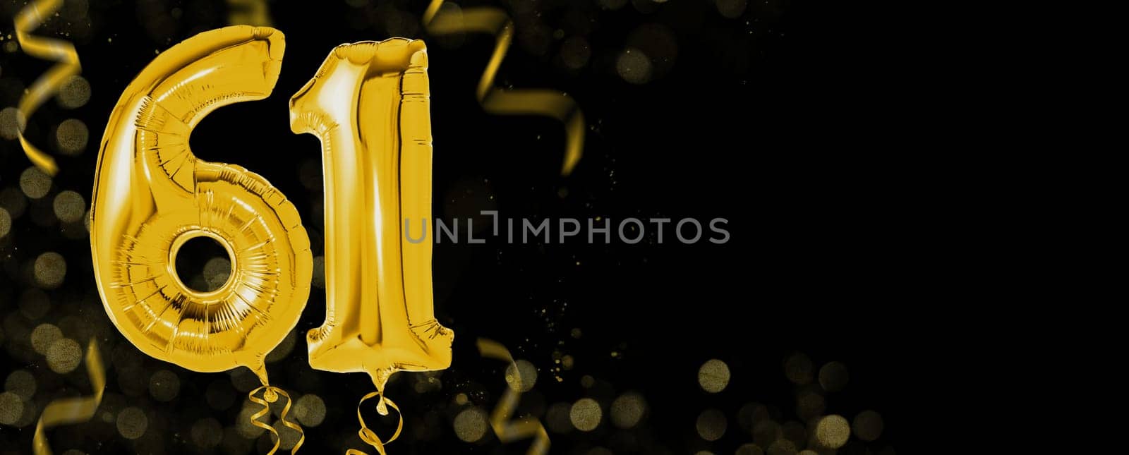 Golden balloons with copy space - Number 61