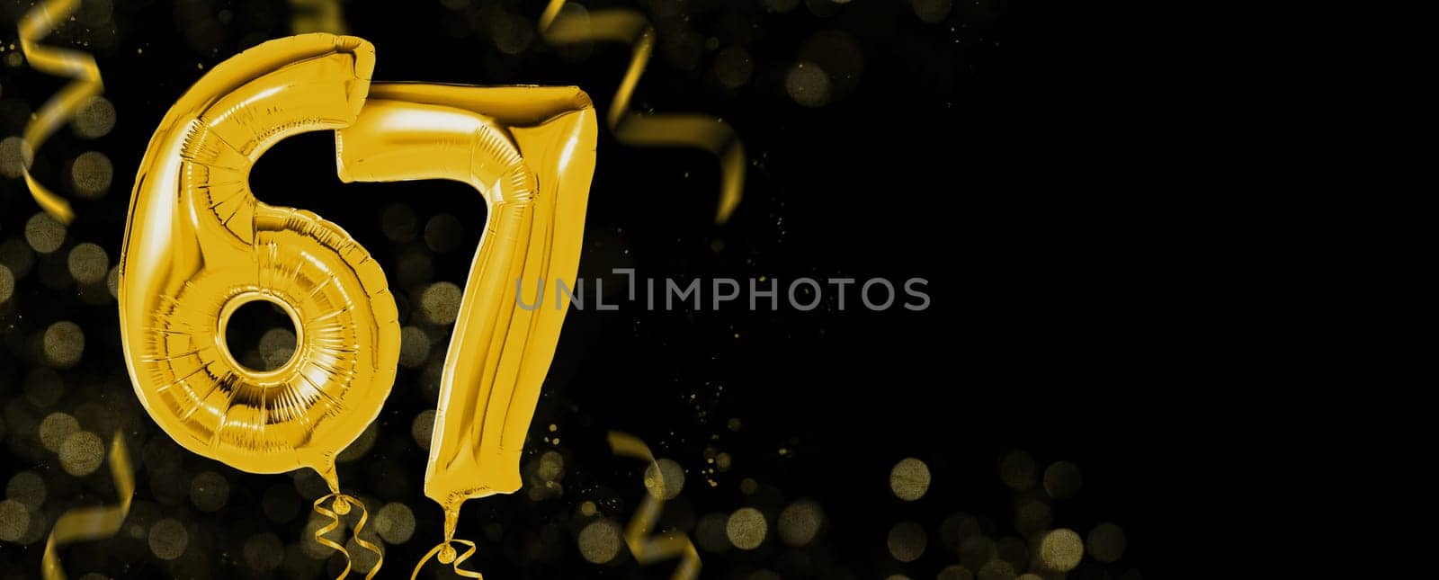Golden balloons with copy space - Number 67