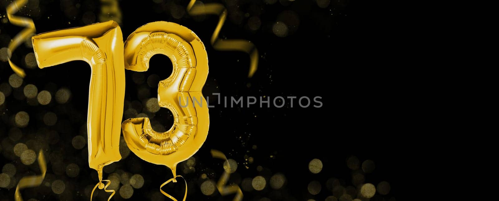 Golden balloons with copy space - Number 73