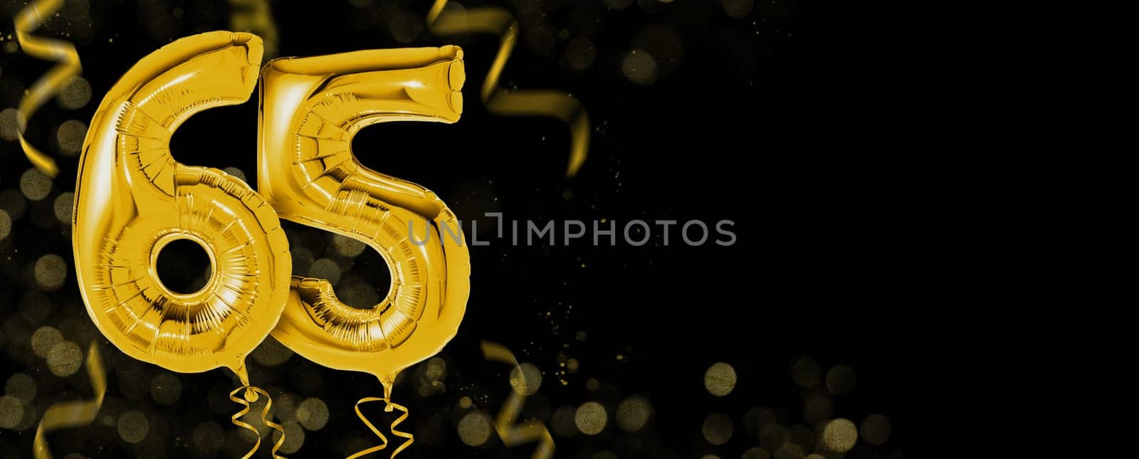 Golden balloons with copy space - Number 65