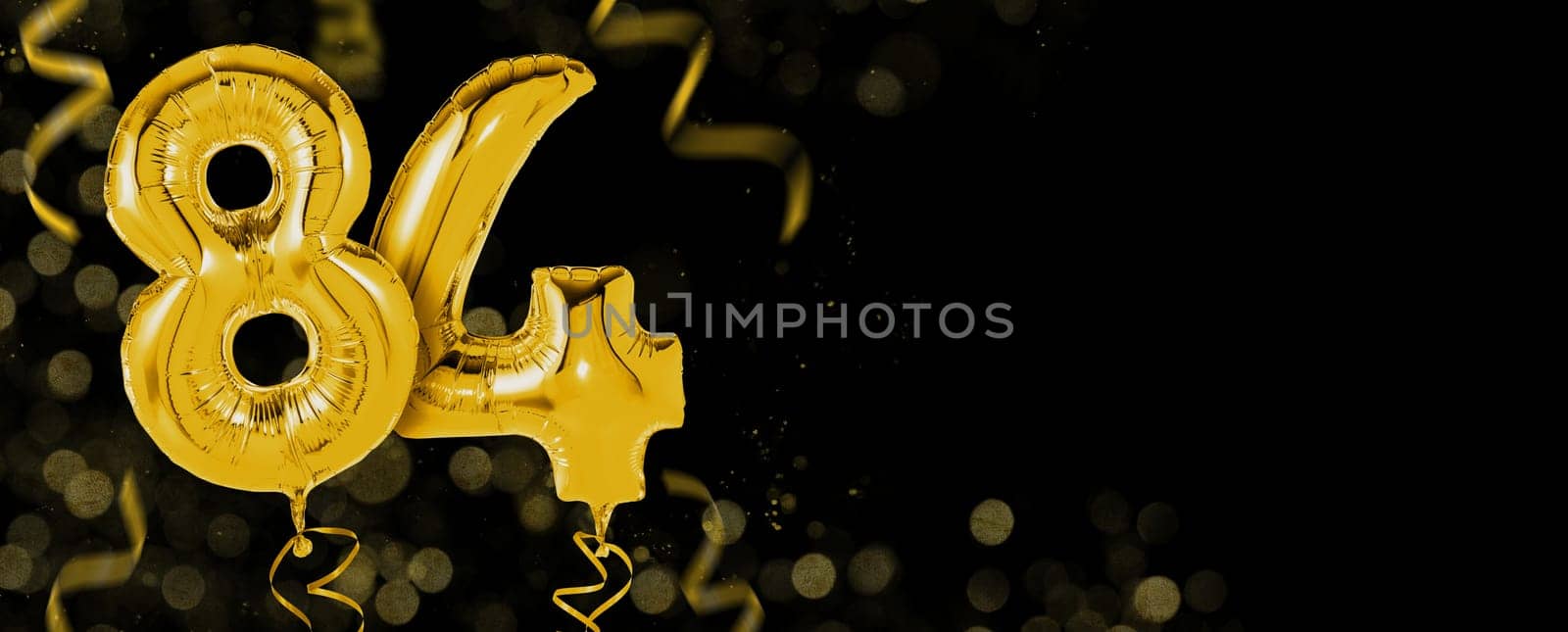 Golden balloons with copy space - Number 84