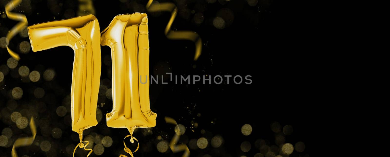 Golden balloons with copy space - Number 71