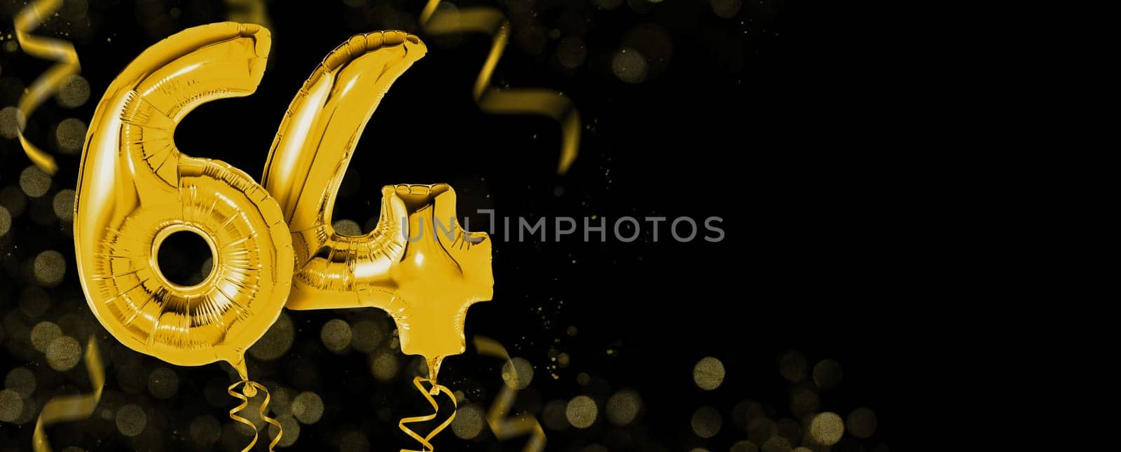 Golden balloons with copy space - Number 64