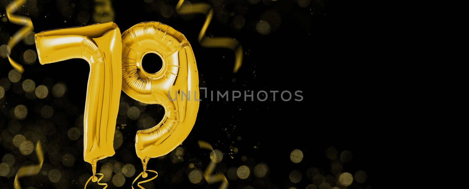 Golden balloons with copy space - Number 79