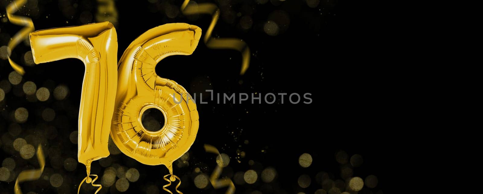 Golden balloons with copy space - Number 76